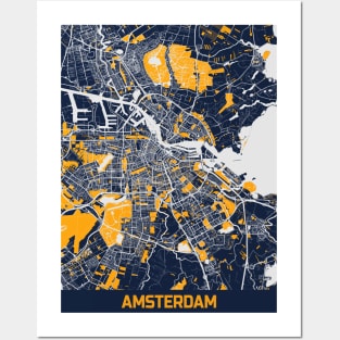 Amsterdam - Netherlands Bluefresh City Map Posters and Art